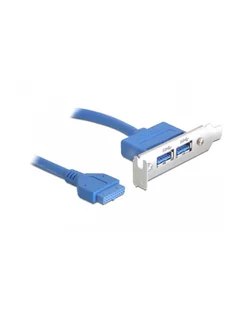Delock USB 3.0 19-pin - 2 x USB 3.0-A kabel USB 0,4 m USB 3.2 Gen 1 (3.1 Gen 1) USB A Niebieski, Wspornik gniazda - Tuning komputera - akcesoria - miniaturka - grafika 5