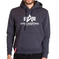Bluzy sportowe męskie - Bluza Alpha Industries Basic Hoody 17831202 - szara - miniaturka - grafika 1