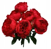 Sztuczne kwiaty - Bukiet PIWONIE Peonia Sztuczne Kwiaty 7 pąków Czerwony Piwonia jak Żywa - miniaturka - grafika 1