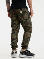 Spodnie męskie - Spodnie Materiałowe Jogger Bojówki Ze Ściągaczem Zielone Camo Jigga Wear Crown Ripstop Cargo Woodland XXL - miniaturka - grafika 1