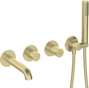 Deante Bateria wannowa 4-otworowa Silia Hexa złoty BHS_R18P - Baterie wannowe i prysznicowe - miniaturka - grafika 1