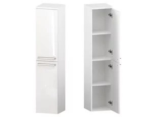 Słupek Łazienkowy ATH 30 cm 2D Prawy - Biały Wysoki Połysk - Uchwyty Stal Szczotkowana - Szafki łazienkowe - miniaturka - grafika 1