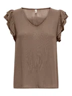 Bluzki damskie - ONLY Bluzka "Chiara" w kolorze szaro-jasnobrązowym - miniaturka - grafika 1