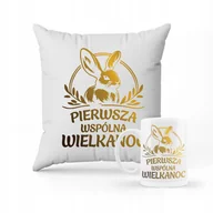 Gadżety dla niej i dla niego - ZESTAW PODUSZKA + KUBEK PREZENT NA WIELKANOC ZAJĄCZEK WIELKANOCNY #16 - miniaturka - grafika 1