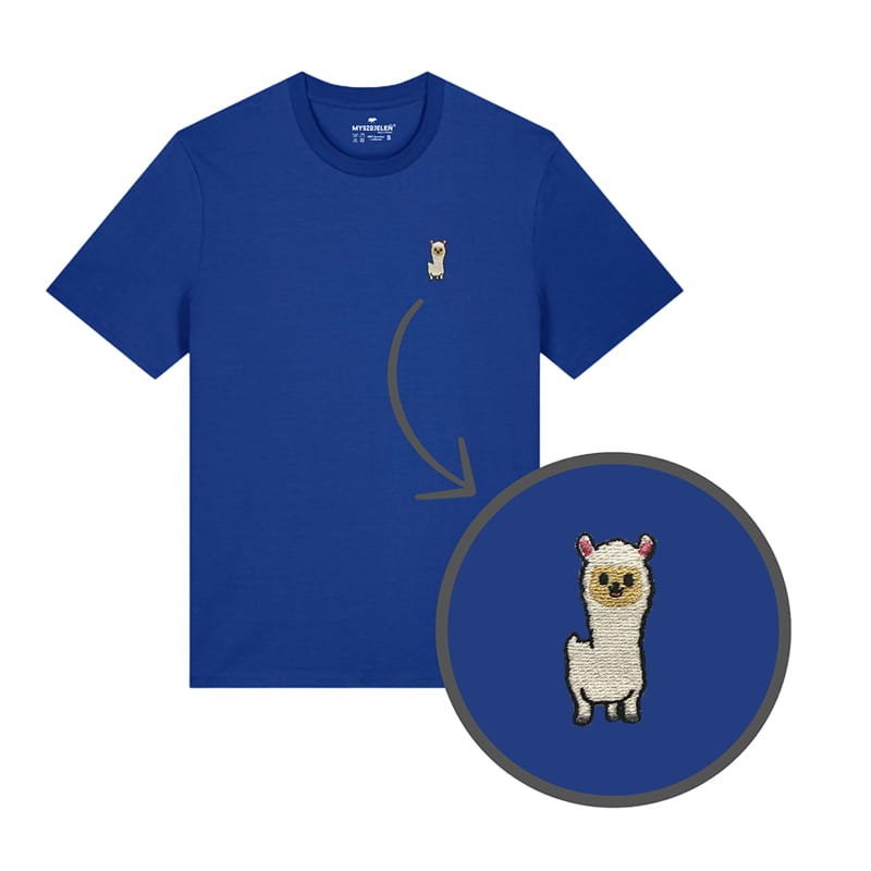 Haftowana koszulka - ALPAKA - niebieski M