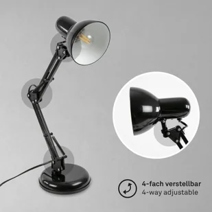 Briloner Lampa biurkowa Pixa, regulowana, E14, czarna - Lampy stojące - miniaturka - grafika 3