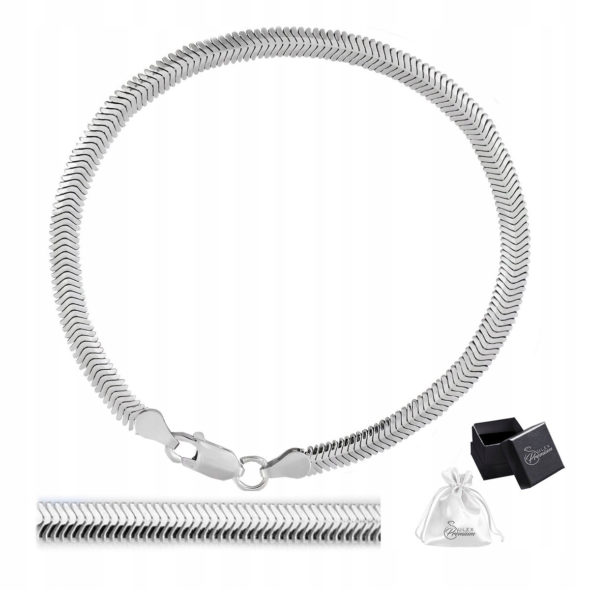 Bransoletka srebrna pr. 925 Elegancka Żmijka Owalna 19 cm x 4 mm