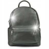 Torebki damskie - Włoski Plecak Skórzany A4 Damski Miękka Skóra P16 : Kolory - Szary, Srebrny - miniaturka - grafika 1