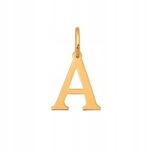 Złota Przywieszka Literka A Drukowana Mała 585 0.45 g Rodium