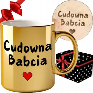 KUBEK DLA CUDOWNEJ KOCHANEJ BABCI PREZENT ZŁOTY ELEGANCKI DUŻY DO HERBATY - Kubki KUBEK DLA CUDOWNEJ KOCHANEJ BABCI PREZENT ZŁOTY ELEGANCKI DUŻY DO HERBATY - Kubki - miniaturka - grafika 1
