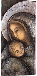 Madonna z Dzieckiem Jezusem - Srebrna Ikona - Dewocjonalia - miniaturka - grafika 1