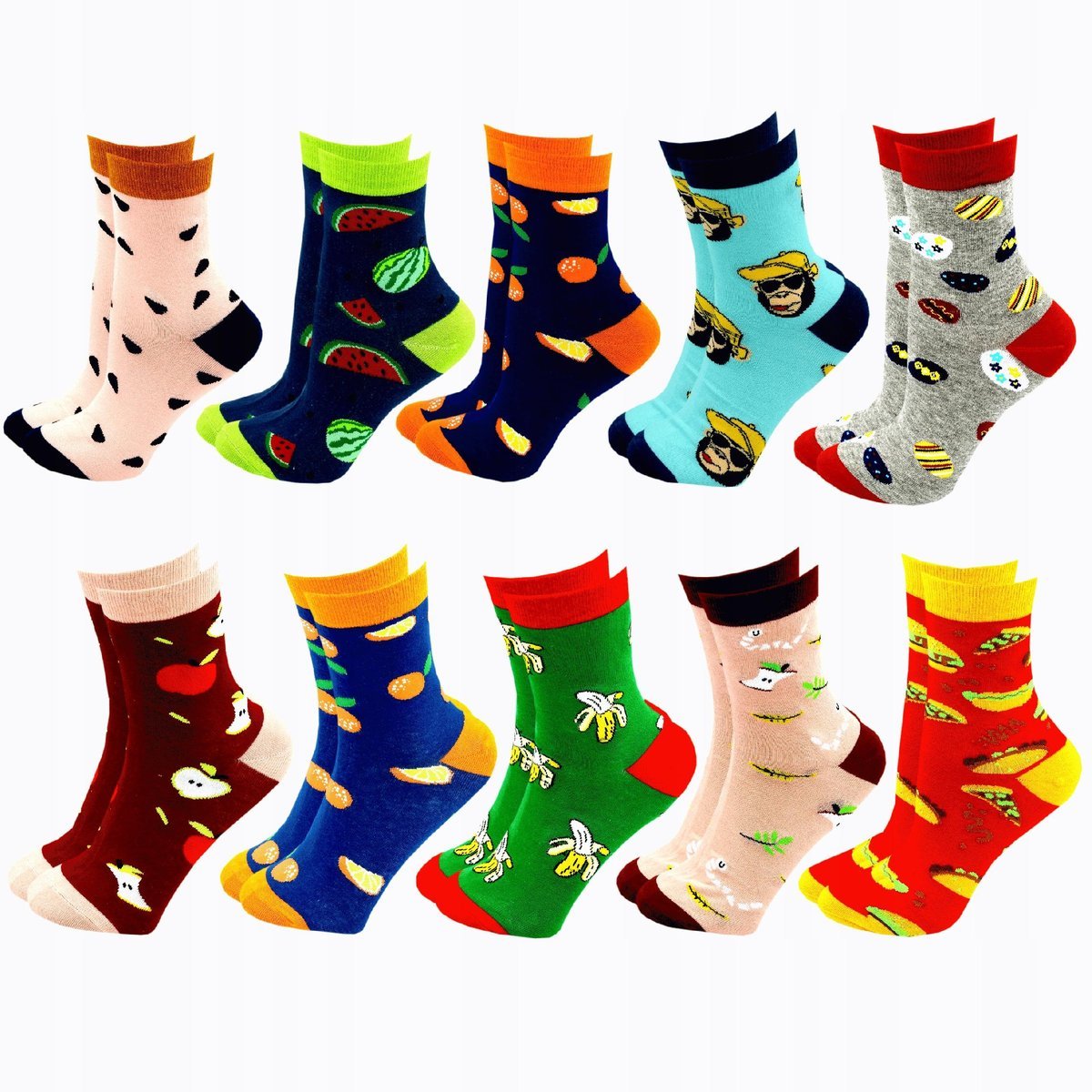 10x SKARPETY DAMSKIE SKARPETKI KOLOROWE BAWEŁNIANE WYSOKIE ZESTAW 39/41