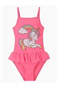 Stroje kąpielowe dla dziewczynek - bonprix Kostium kąpielowy dziewczęcy ze zrównoważonego materiału różowy - miniaturka - grafika 1