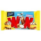 Ciastka - E. Wedel Wafel WW z nadzieniem kokosowym w mlecznej czekoladzie Minionki 47 g - miniaturka - grafika 1