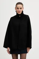 Płaszcze damskie - Tommy Hilfiger płaszcz z dodatkiem wełny kolor czarny WW0WW47758 - miniaturka - grafika 1