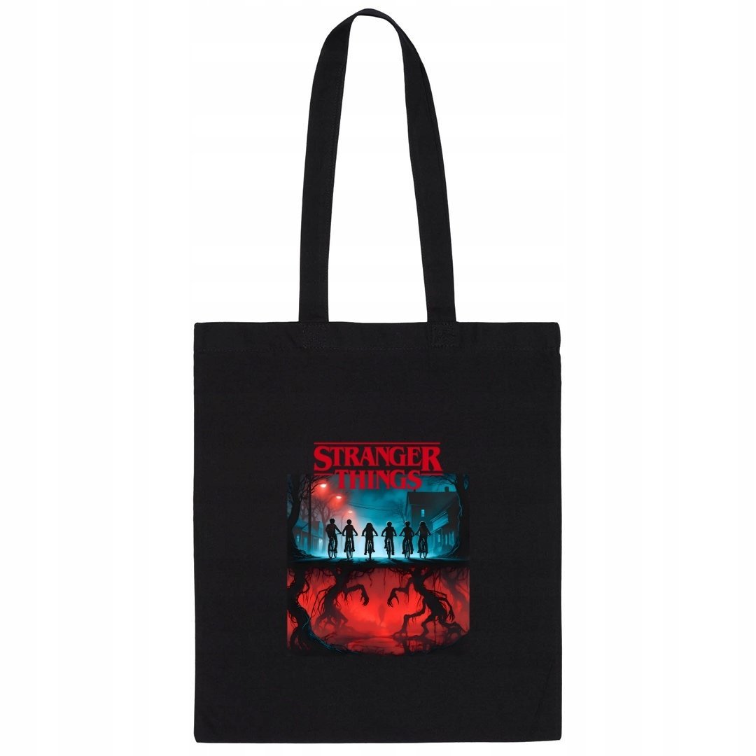STRANGER THINGS TORBA CZARNA SHOPERKA NA RAMIĘ BAWEŁNIANA GRUBA