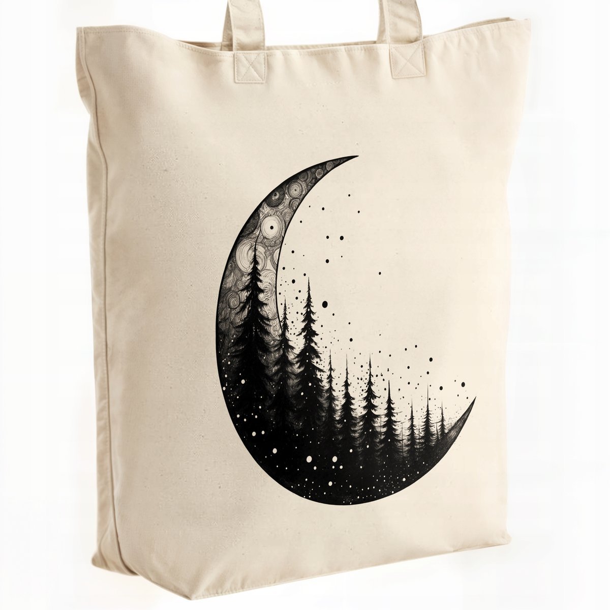 Torba bawełniana premium na zakupy Księżyc Las Motyw Lasu Prezent