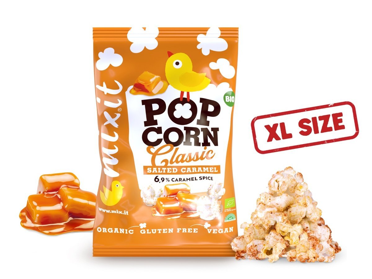 Mixit Duży bio popcorn Słony karmel, 75g