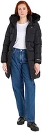 Płaszcze damskie - Calvin Klein Jeans Damskie płaszcze ze sztucznego futra z kapturem, dopasowane, długie, wyściełane płaszcze JKT, Czarny, M - miniaturka - grafika 1