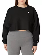 Bluzy damskie - Champion Damska bluza z kapturem z odwróconym splotem cięta bluza, Czarny, L - miniaturka - grafika 1
