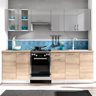 Meble kuchenne - Zestaw Mebli Kuchennych 2,6 m Ecomodel Layman Sonoma Ciemna, Czarny Połysk, Biały Mat - miniaturka - grafika 1