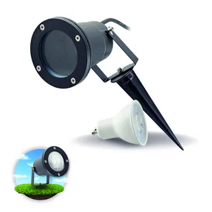 ZESTAW Lampa ogrodowa PORTO + żarówka GU10 3W premium ZIMNA - Lampy ogrodowe - miniaturka - grafika 1