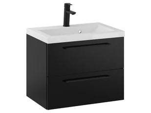 Szafka Wisząca Z Umywalką RON 60 cm - Czarny Mat - Uchwyty Czarne Matowe - Szafki łazienkowe - miniaturka - grafika 1