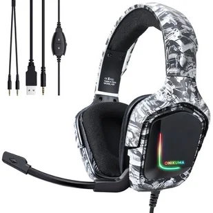 ONIKUMA K20 Camo Słuchawki gamingowe nauszne RGB : Kolor - wielokolorowy - Kable USB - miniaturka - grafika 1