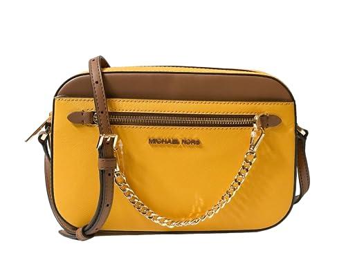 Michael Kors Jet Set duża skórzana torba crossbody, Jaśminowy żółty wielokolorowy, Large