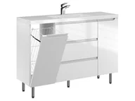 Szafki łazienkowe - Szafka Stojąca Z Umywalką ETH 120 cm KD - Biały Wysoki Połysk - miniaturka - grafika 1