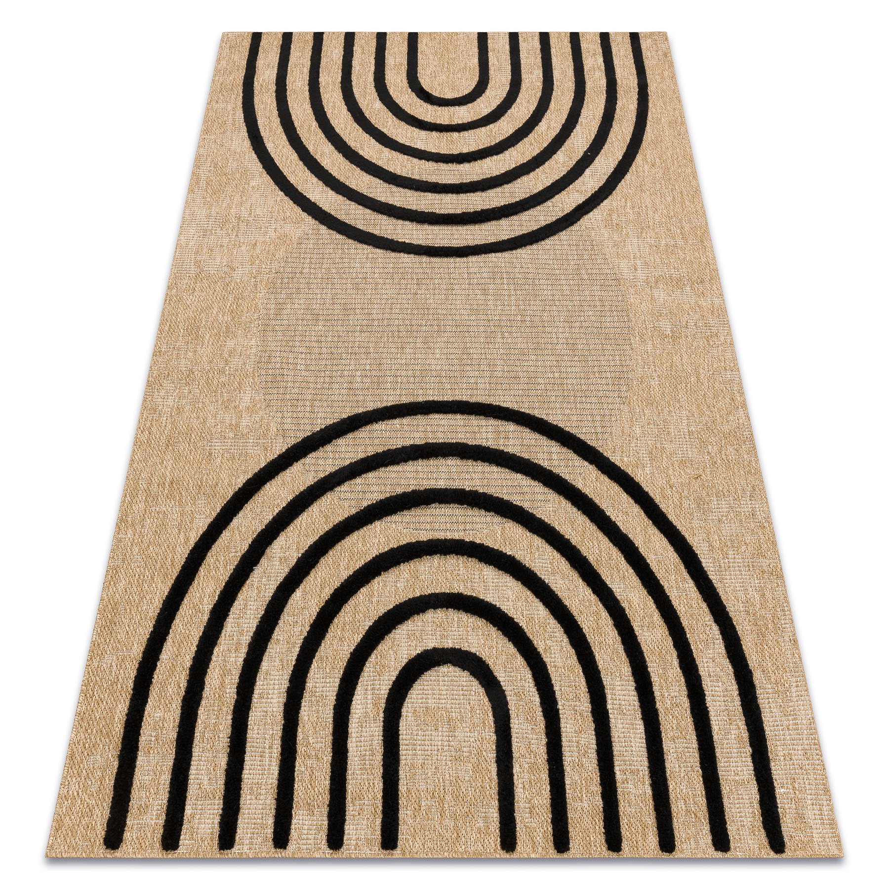 Dywan SPARK 0688 beż / czarny - Geometryczny, sizal, strukturalny beżowy 160x220 cm
