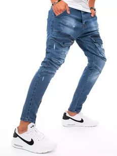 Spodnie męskie jeansowe typu bojówki niebieskie Dstreet UX3295 - Spodnie męskie - miniaturka - grafika 1
