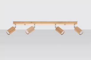 Sollux Lighting Plafon BERG 4 naturalne drewno - Lampy sufitowe - miniaturka - grafika 1