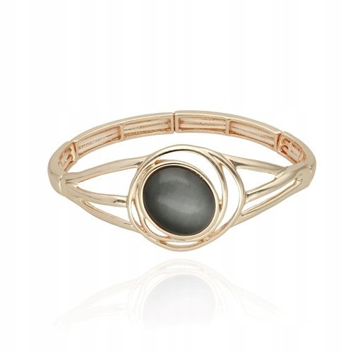 Bransoletka Elegancka Damska Złota Obręcz Z Szarym Kwarcem Metaloplastyka