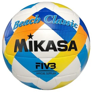 Piłka siatkowa plażowa Mikasa Beach Classic biało-niebiesko-żółta BV543C-VXA-Y - Siatkówka - miniaturka - grafika 1