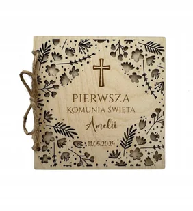KARTKA NA KOMUNIĘ PAMIĄTKA PIERWSZEJ KOMUNII ŚWIĘTEJ PERSONALIZACJA DREWNO - Pamiątka Pierwszej Komunii Świętej - miniaturka - grafika 1