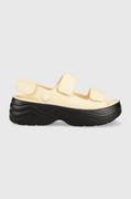 Sandały damskie - Crocs sandały Skyline Slide damskie kolor beżowy na platformie 208183 - miniaturka - grafika 1