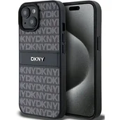 Etui i futerały do telefonów - Oryginalne Etui IPHONE 15 PLUS / 14 PLUS DKNY Hardcase Leather Mono Stripe & Metal Logo (DKHCP15MPRTHSLK) czarne - miniaturka - grafika 1