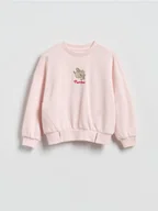Bluzy dla dziewczynek - Reserved - Bluza z aplikacją Pusheen - pastelowy róż - miniaturka - grafika 1