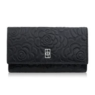 Portfele - Czarny portfel damski skórzany duży w kwiaty Paolo Peruzzi AL-14-BL - miniaturka - grafika 1