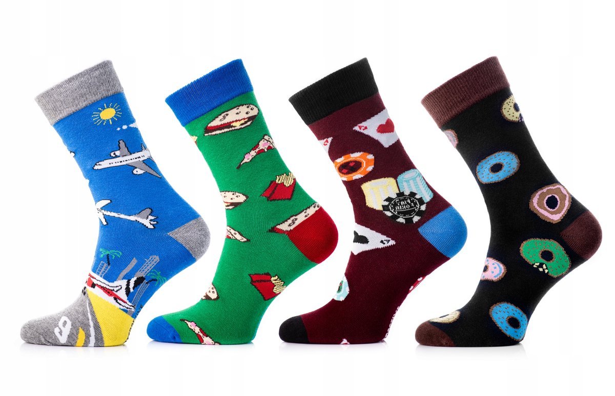 4 Pary Zestaw Śmieszne Skarpetki Na Prezent 43/46
