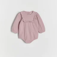 Body dla niemowląt - Reserved - Bawełniane body z falbanką - brudny róż - miniaturka - grafika 1
