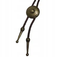 Krawaty i muchy męskie - BOLO KRAWAT Kowbojski Western Dziki zachód rzemyk stare złoto TARCZA KWIAT - miniaturka - grafika 1