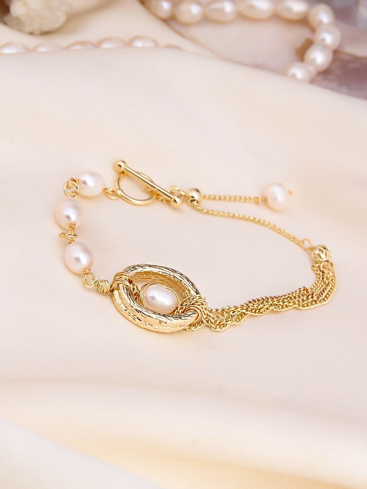 L'Atelier de Gaia Pozłacana bransoletka z perłami
