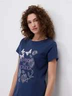 Piżamy damskie - Reserved - Koszula nocna z nadrukiem - granatowy - miniaturka - grafika 1