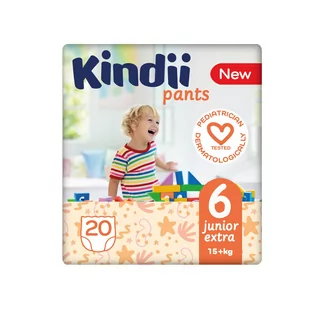 Kindii Pieluchomajtki chłonne junior extra rozmiar 6 (15+ kg) 20 sztuk - Pieluchy - miniaturka - grafika 1