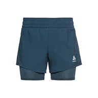Spodenki damskie - ODLO Damskie szorty 2 w 1 Easy Run 12 cm, niebieski morski, XL - miniaturka - grafika 1