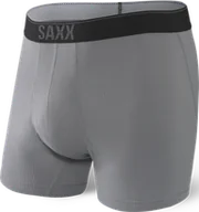Majtki męskie - Bokserki męskie trekkingowe / sportowe z rozporkiem SAXX QUEST Boxer Brief Fly – ciemnoszare - miniaturka - grafika 1