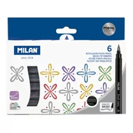 Flamastry - MILAN Flamastry z końcówką pędzelkiem 6 kolorów - miniaturka - grafika 1