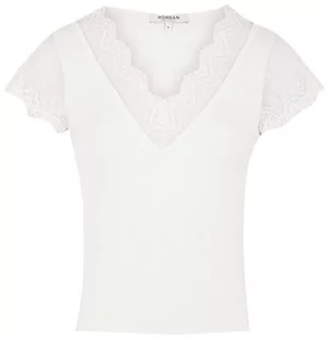 Morgan damski sweter z krótkim rękawem z koronką MHE Ecru TL, Off White, L - Swetry damskie - miniaturka - grafika 1